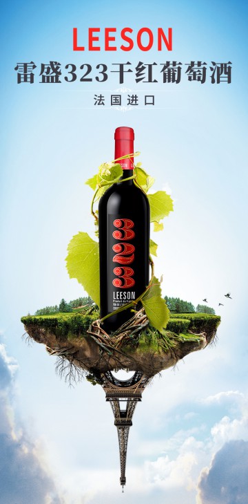 雷盛红酒323法国干红葡萄酒